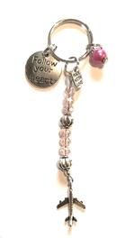 Follow Your Heart Charm Keychain - Pink